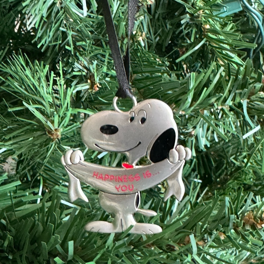 Peanuts Snoopy “Happiness is You” Pewter Christmas Ornament